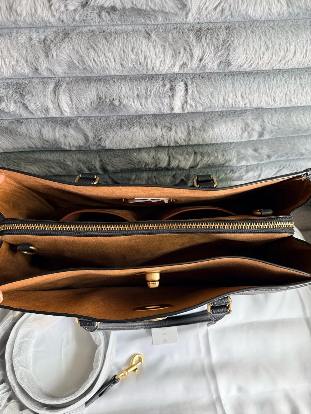 Coach Black Leather Laptop Tote with Gold Hardware